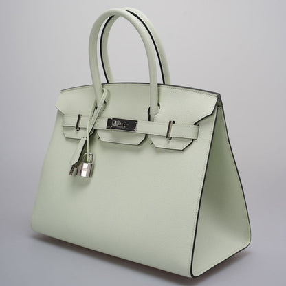 Hermes Birkin sellier 30 Bag Vert Fizz Epsom Leather with Palladium hardware B stamp