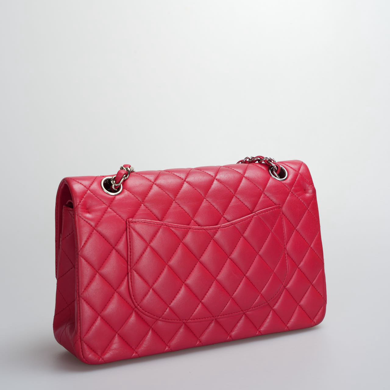 Chanel Red Medium timeless Flap Bag with Silver Hardware