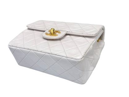 Chanel vintage White timeless flap bag mini square gold Hardware