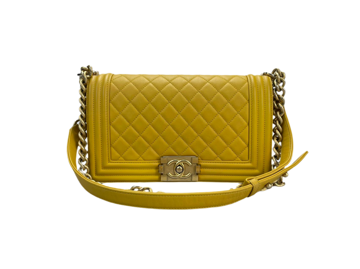 Chanel Leboy Medium in Lemon Yellow Bag with Gold Hardware