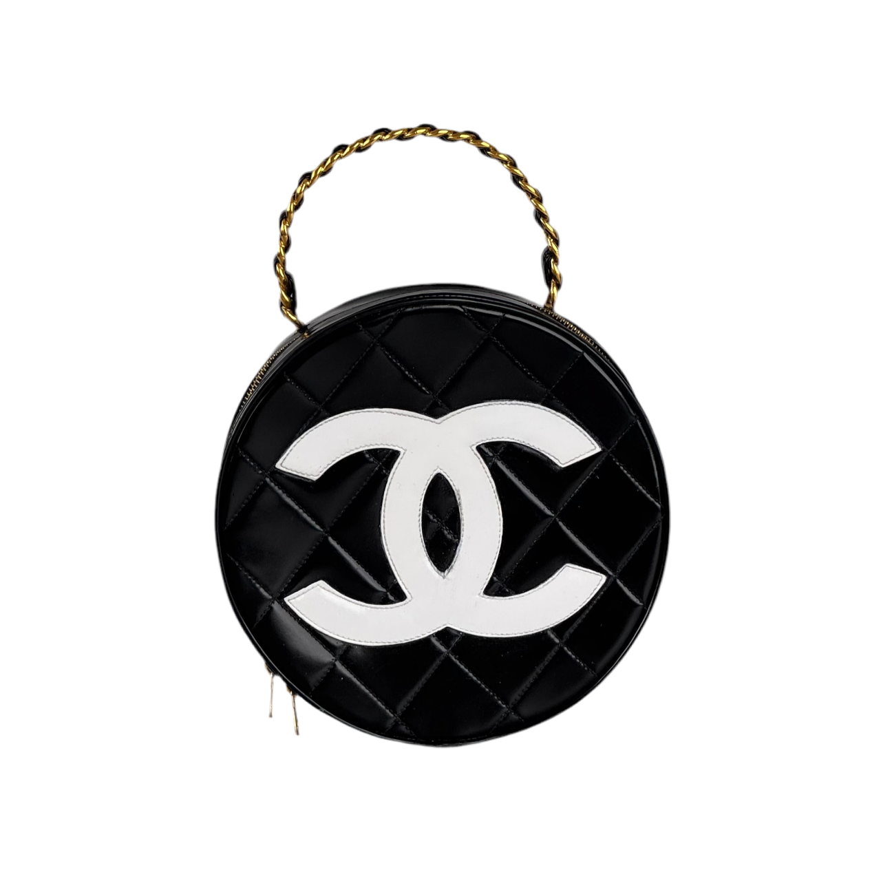 CHANEL 1995 BLACK ROUND VANITY CASE