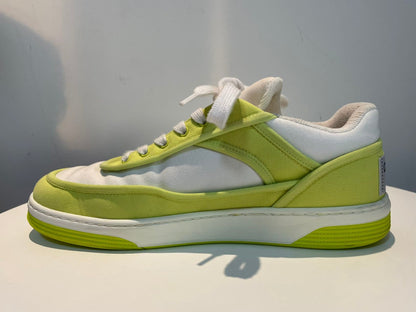 Chanel Fabric Sneakers In Lime yellow color with CC LOGO