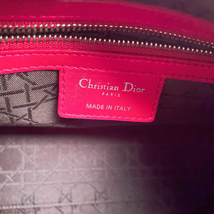 Christian Dior Red Lady Dior Lambskin bag Cannage Medium