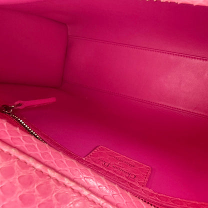 Christian Dior Lady Dior Python Pink large dior bag with Silver Hardware