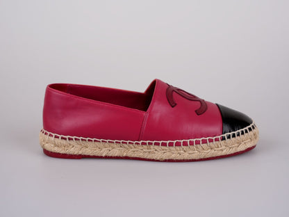 Chanel Lambskin CC Espadrilles Fuchsia Black Size 38