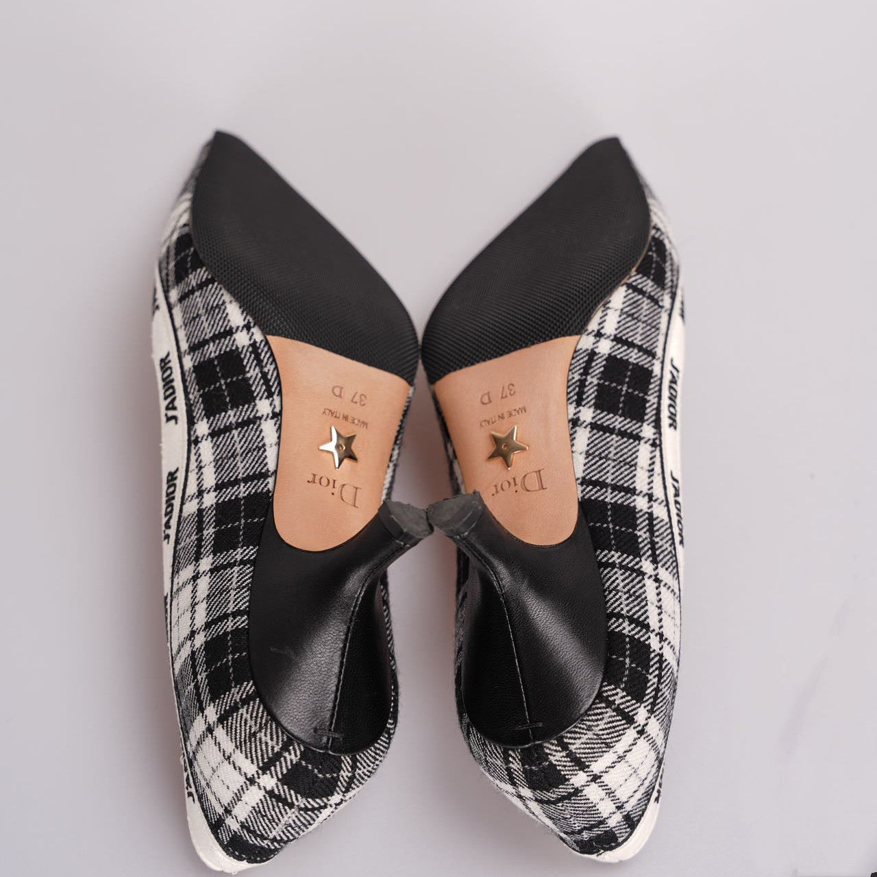 Dior Canvas Ribbon Tartan Print Embroidered J'Adior Pumps