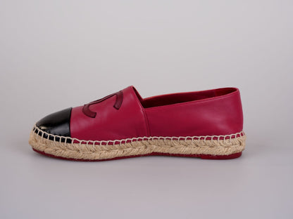 Chanel Lambskin CC Espadrilles Fuchsia Black Size 38