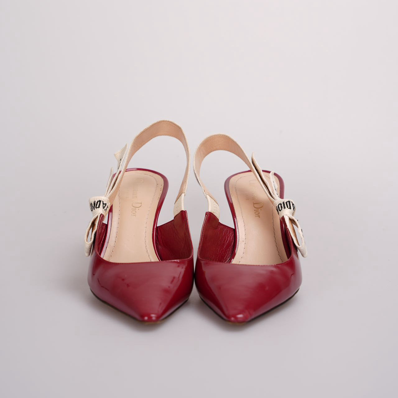 Christian Dior J'adior Patent Leather Slingback 6cm Pumps 37D Burgundy