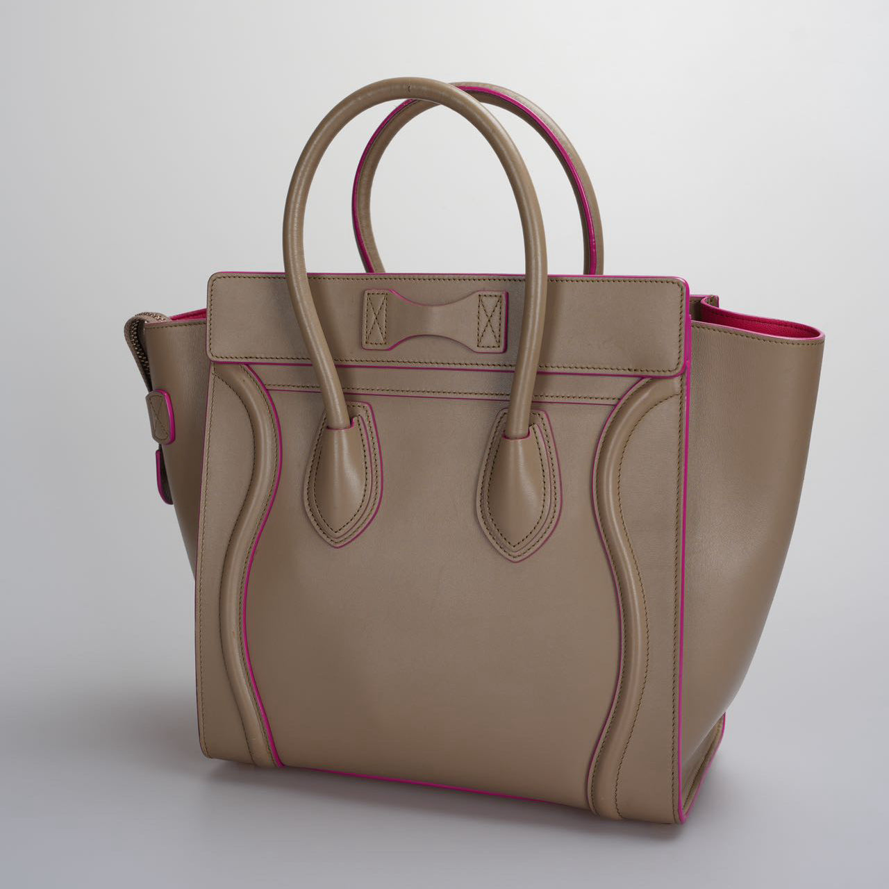 CELINE Calfskin Mini Luggage in Beige and Pink