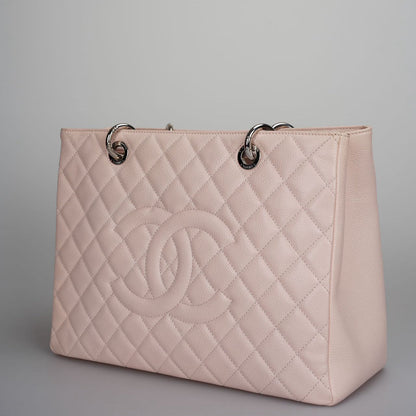 Chanel Grand Shopping Tote Light Pink GST Bag in Caviar Leather with Silver Hardware