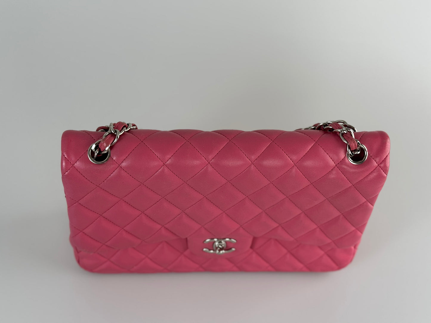 Chanel Classic Flap Bag Jumbo pink with Silver Hardware