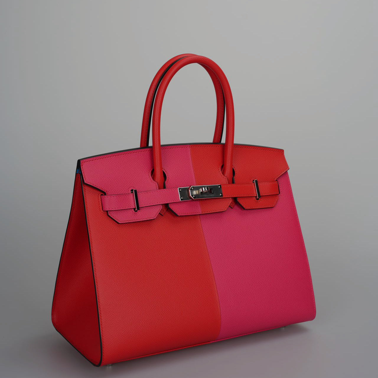 Hermes Epsom Casaque Birkin Sellier 30 Rouge Coeur Rose Extreme Bleu Zanziba with palladium Hardware