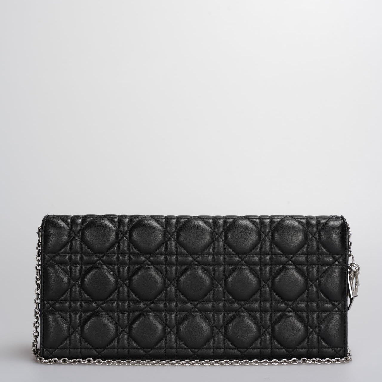 Christian Dior Lambskin Cannage Lady Dior Clutch in Black