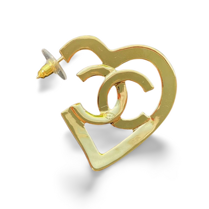 Chanel heart hoop earrings