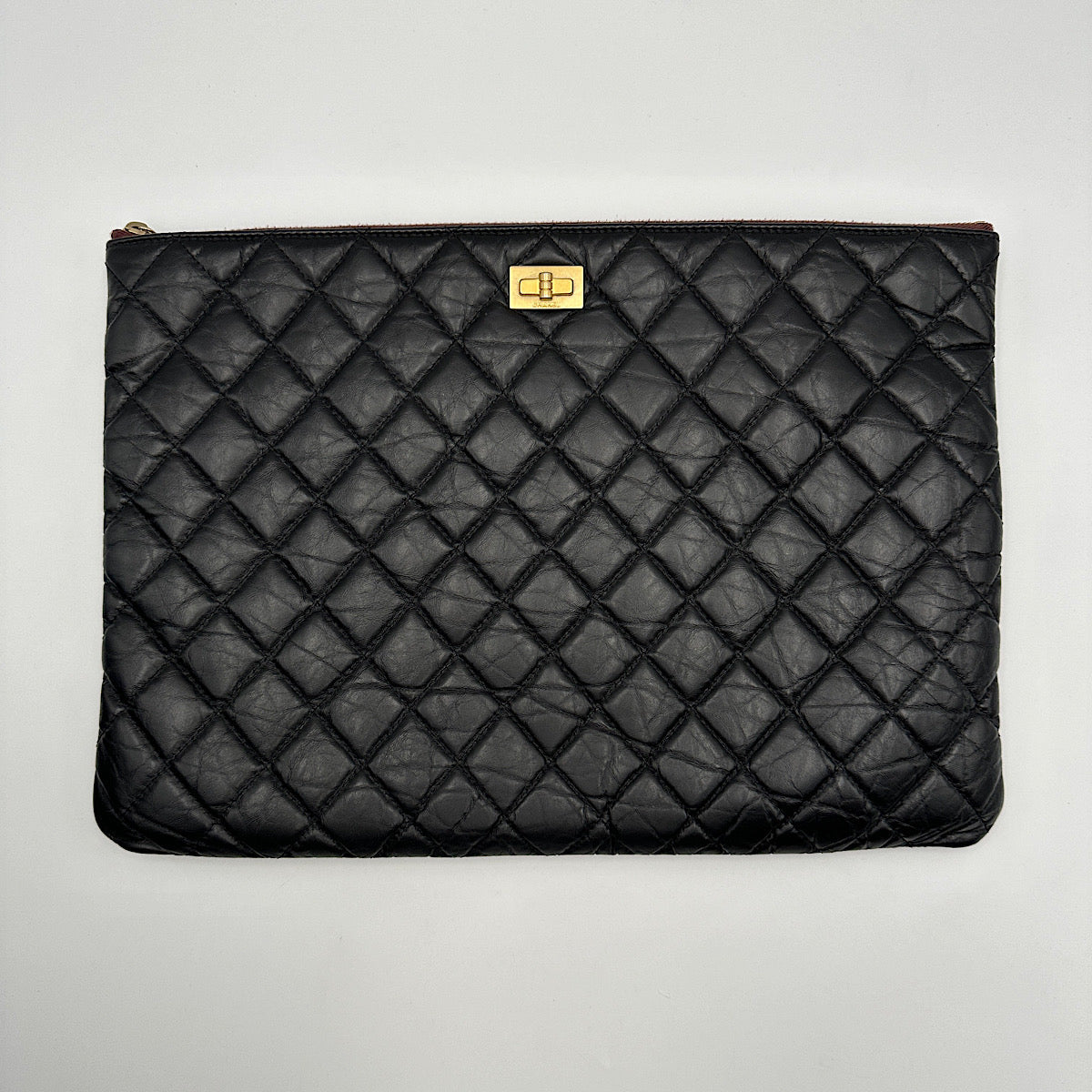 Grande pochette 2.55 veau vieilli noir