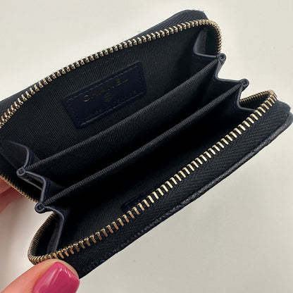 Porte-monnaie zippé classique caviar navy