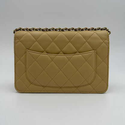 Wallet on chain classique agneau beige