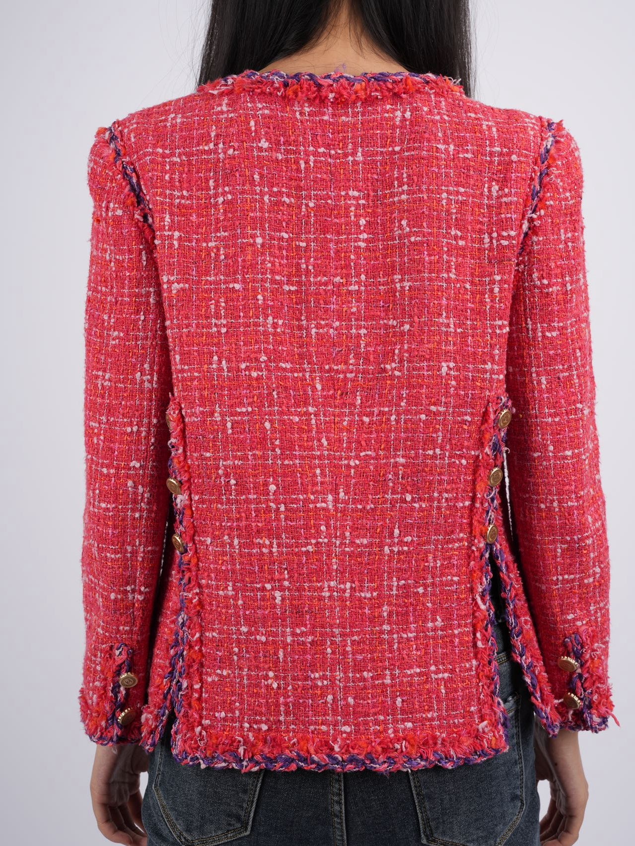 Chanel Red Tweed Evening Jacket FR 38