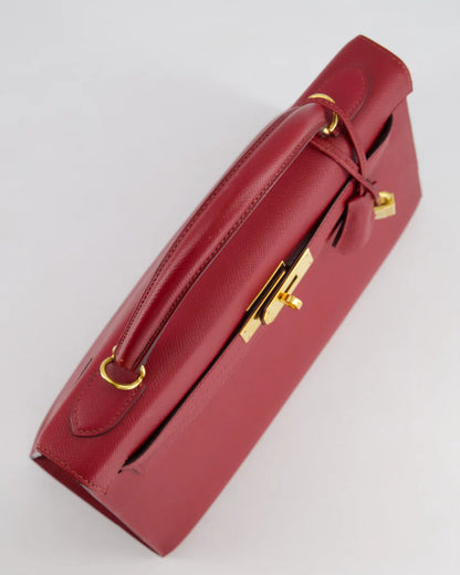 Hermes Kelly 32cm Sellier Bag in Dark Red Epsom Leather Gold Hardware