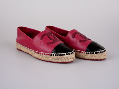 Chanel Lambskin CC Espadrilles Fuchsia Black Size 38