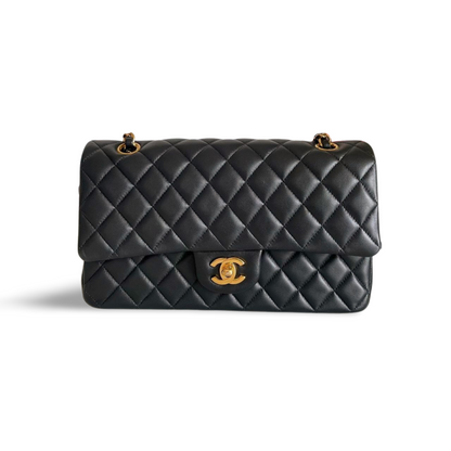 Chanel Black timeless Flap Bag Medium Lambskin Leather With Gold Hardware