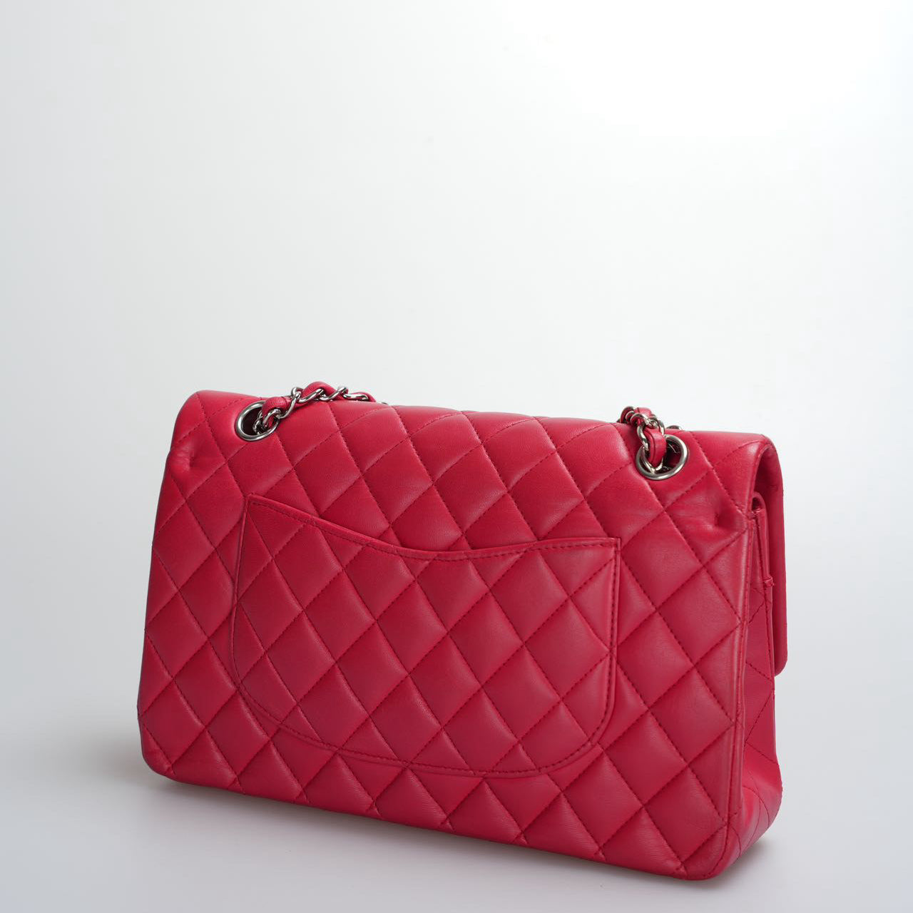 Chanel Red Medium timeless Flap Bag with Silver Hardware