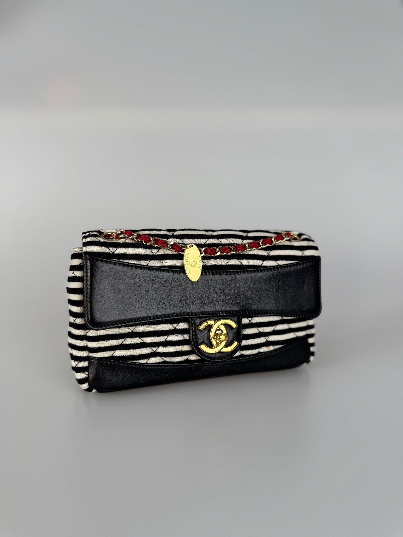 Chanel Sailor bag Blue 2014 striped mini rectangle Classic single flap shoulder bag