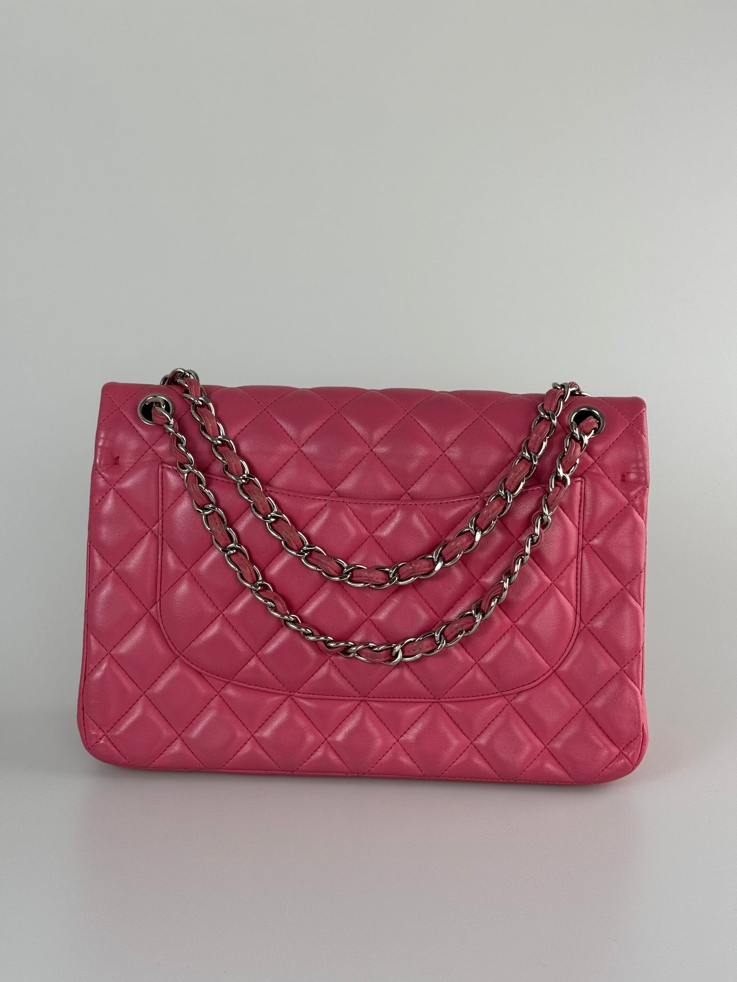 Chanel Classic Flap Bag Jumbo pink with Silver Hardware