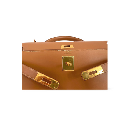 Hermes Kelly Bag 32cm In Gold Box Leather With Gold Hardware