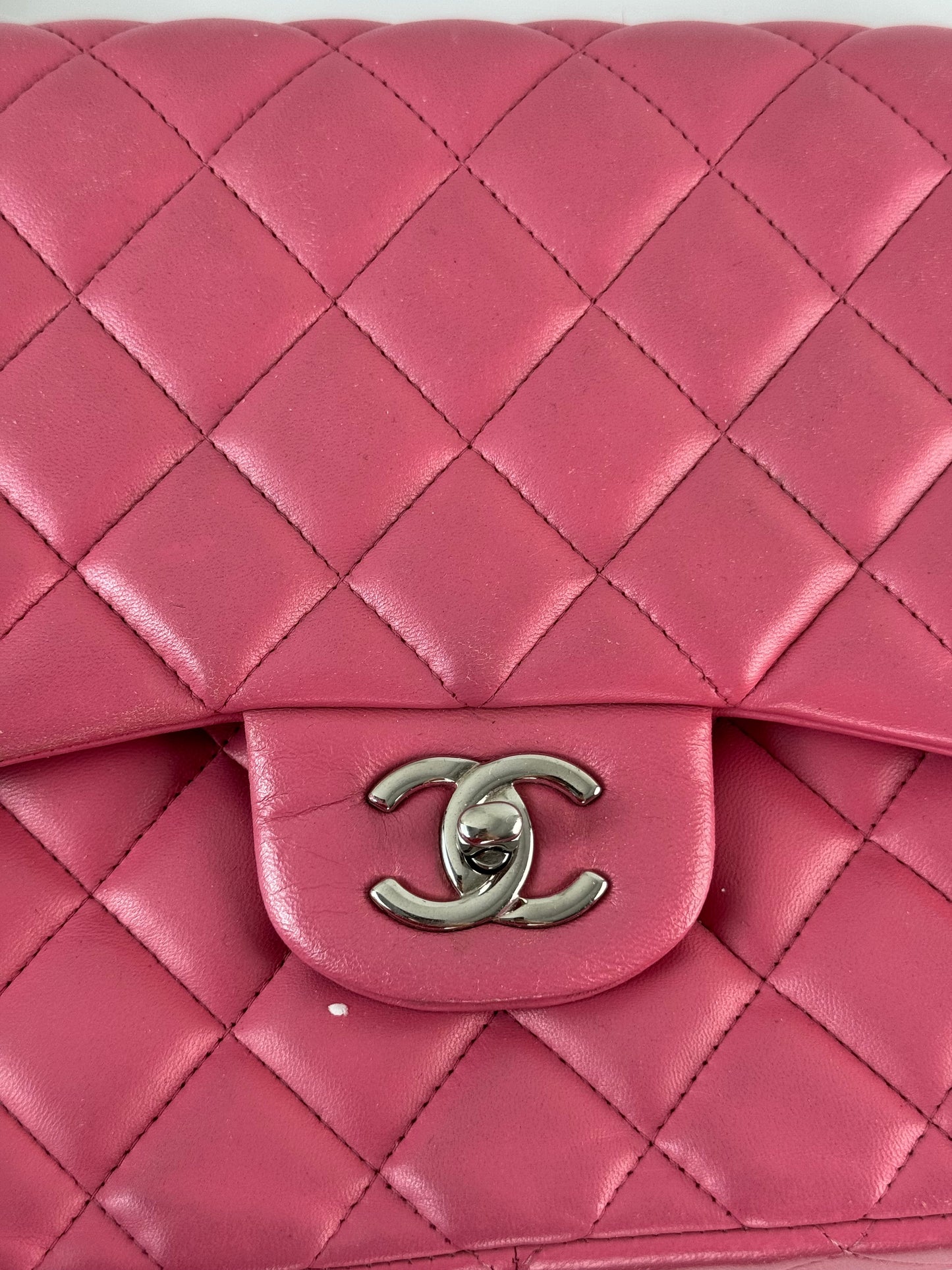 Chanel Classic Flap Bag Jumbo pink with Silver Hardware