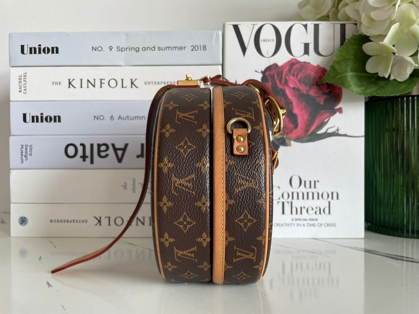 Louis Vuitton Monogram Canvas Petite Boite Chapeau Cross-Body Bag with Gold Hardware