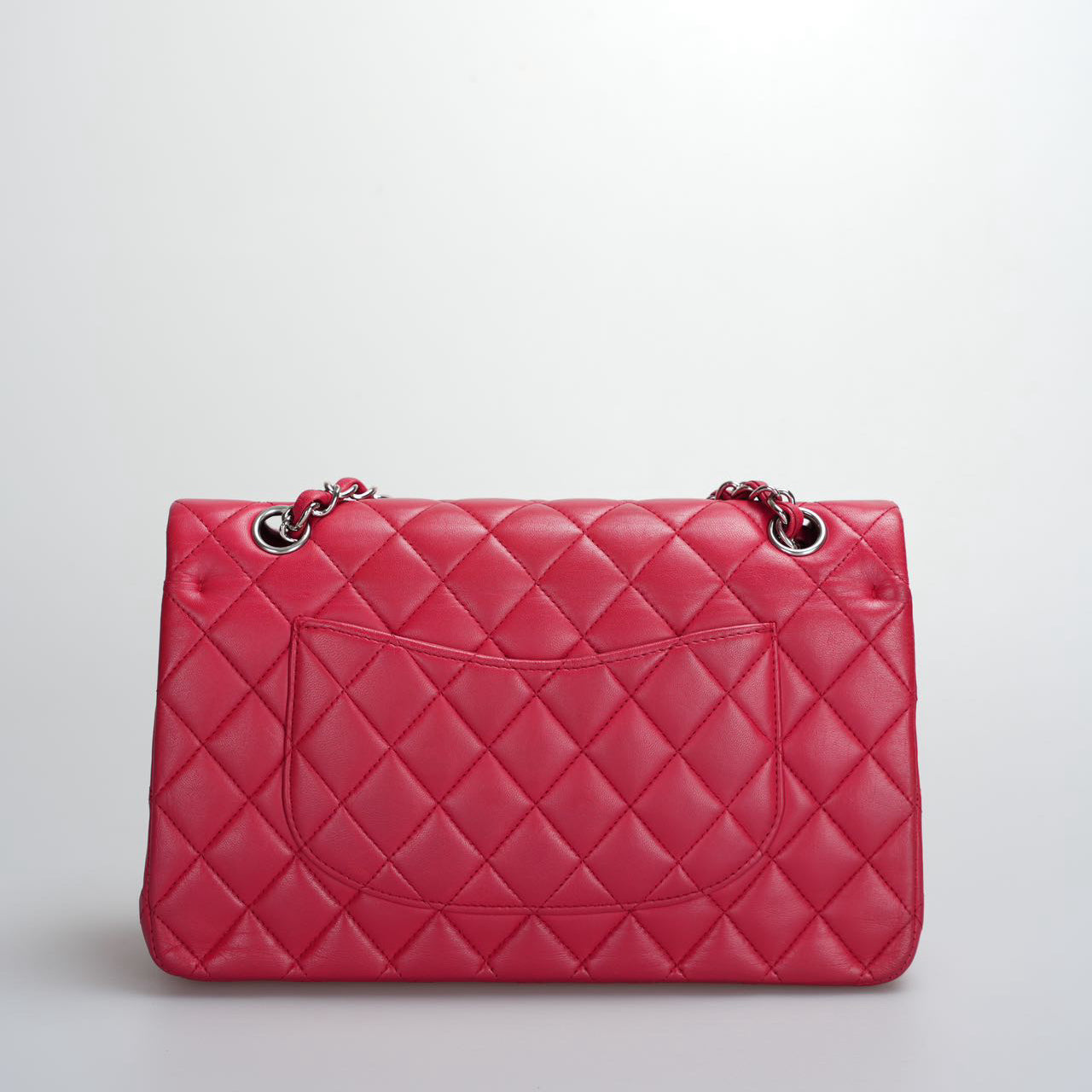 Chanel Red Medium timeless Flap Bag with Silver Hardware