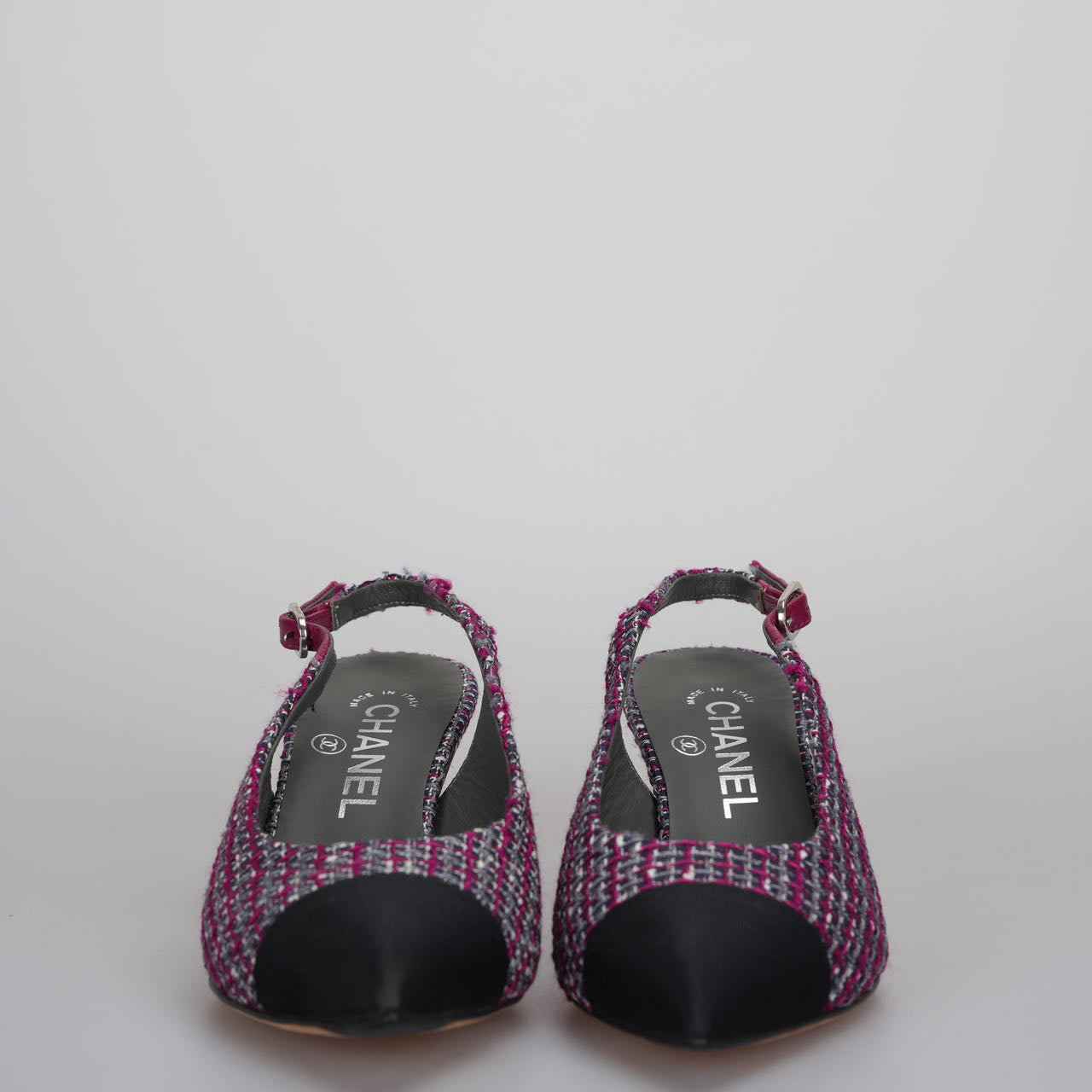 Chanel purple Tweed Slingback Heels Sandals 35.5