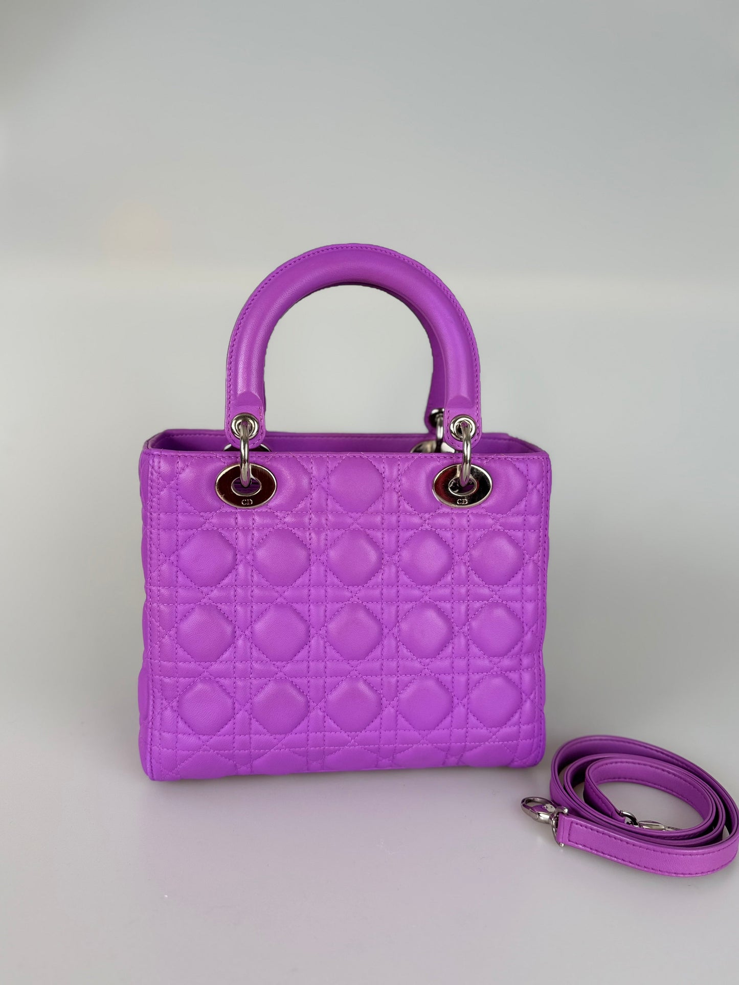 Dior Lady Dior Bag Bag Medium  purple Lambskin Leather with Silver Hardware