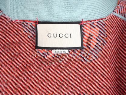 Gucci Tiger Jacquard Wool Cardigan light Blue