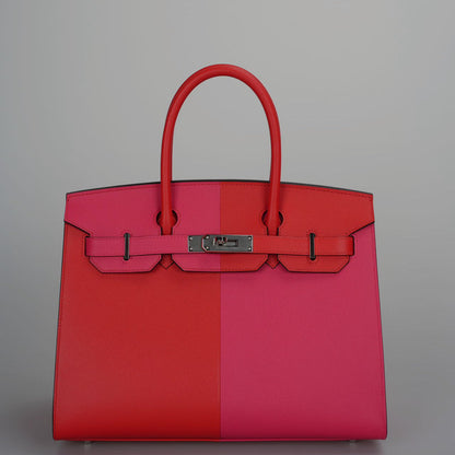 Hermes Epsom Casaque Birkin Sellier 30 Rouge Coeur Rose Extreme Bleu Zanziba with palladium Hardware