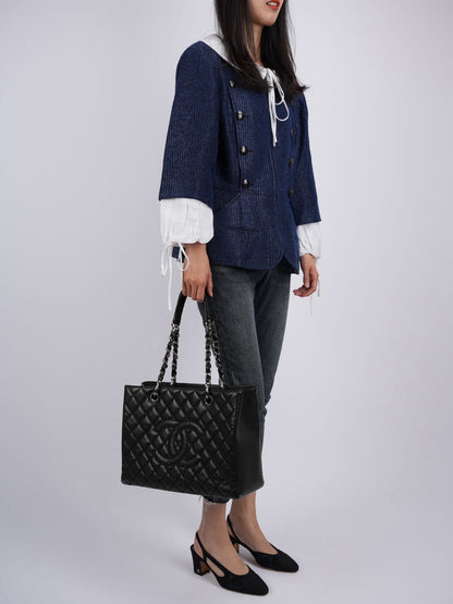 Chanel Blue White Jacket With Detachable White Collar & Cuffs