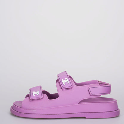 Chanel purple cc rubber Dad Sandals 36