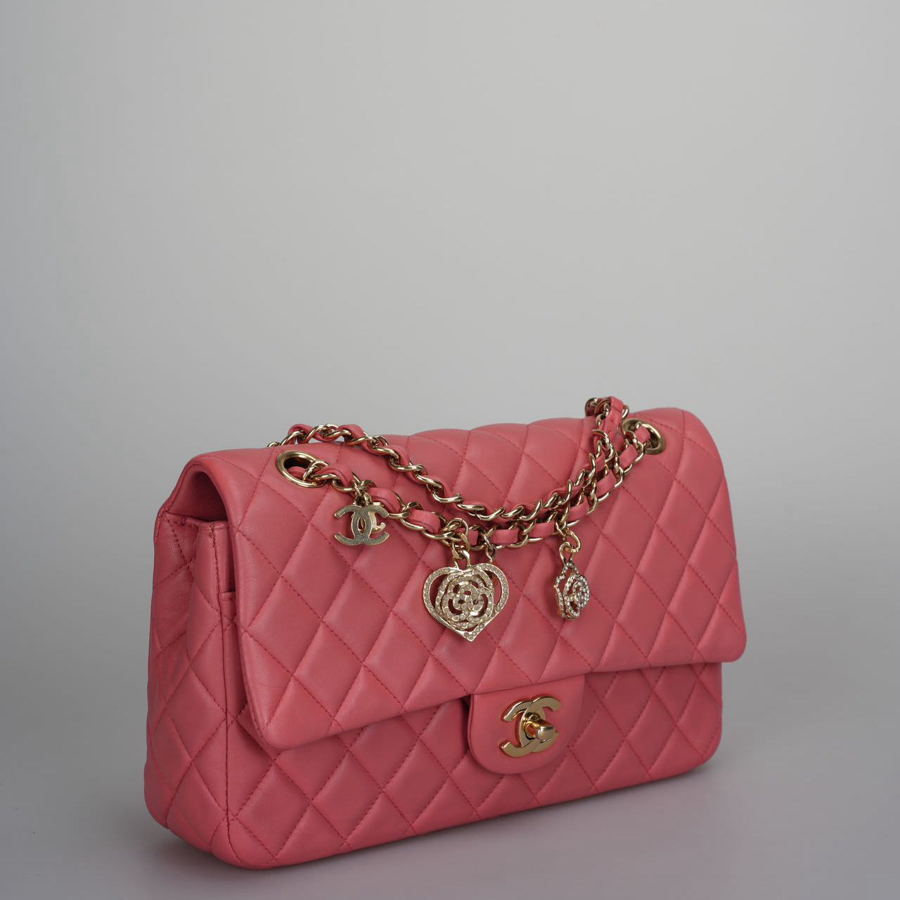 Chanel Pink timeless medium Valentine Lambskin Leather bag with Gold Hardware