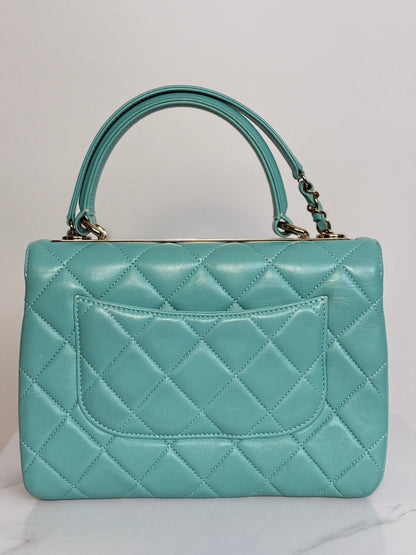 CHANEL Small Trendy CC Bag in Tiffany Blue with Gold Hardware