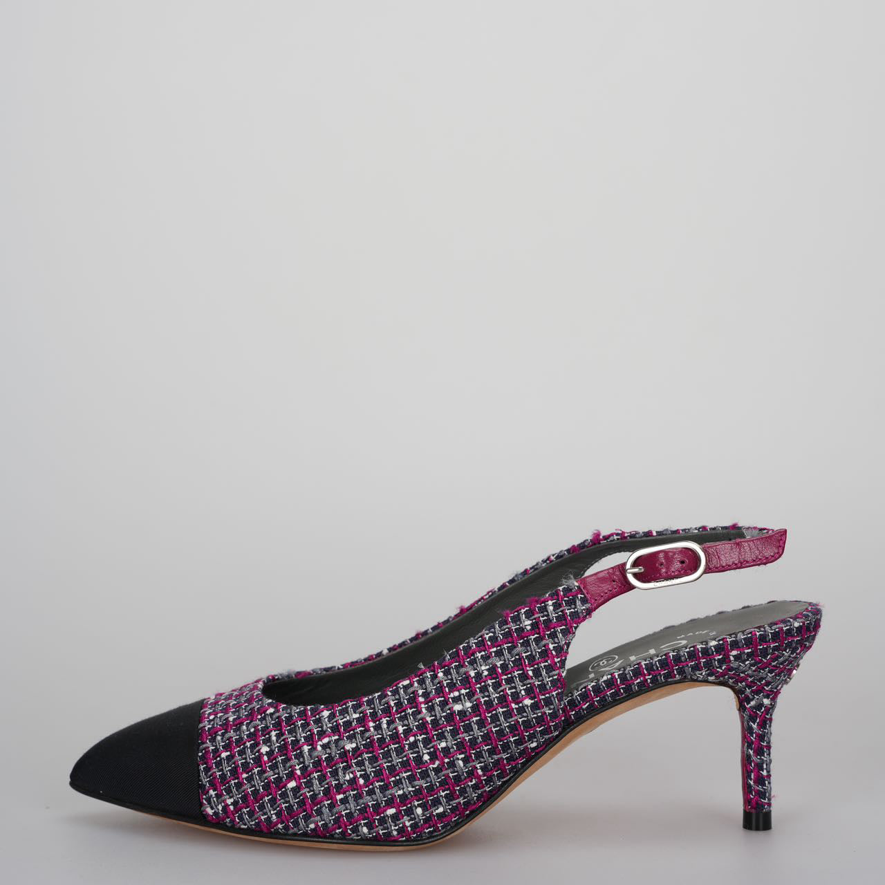 Chanel purple Tweed Slingback Heels Sandals 35.5