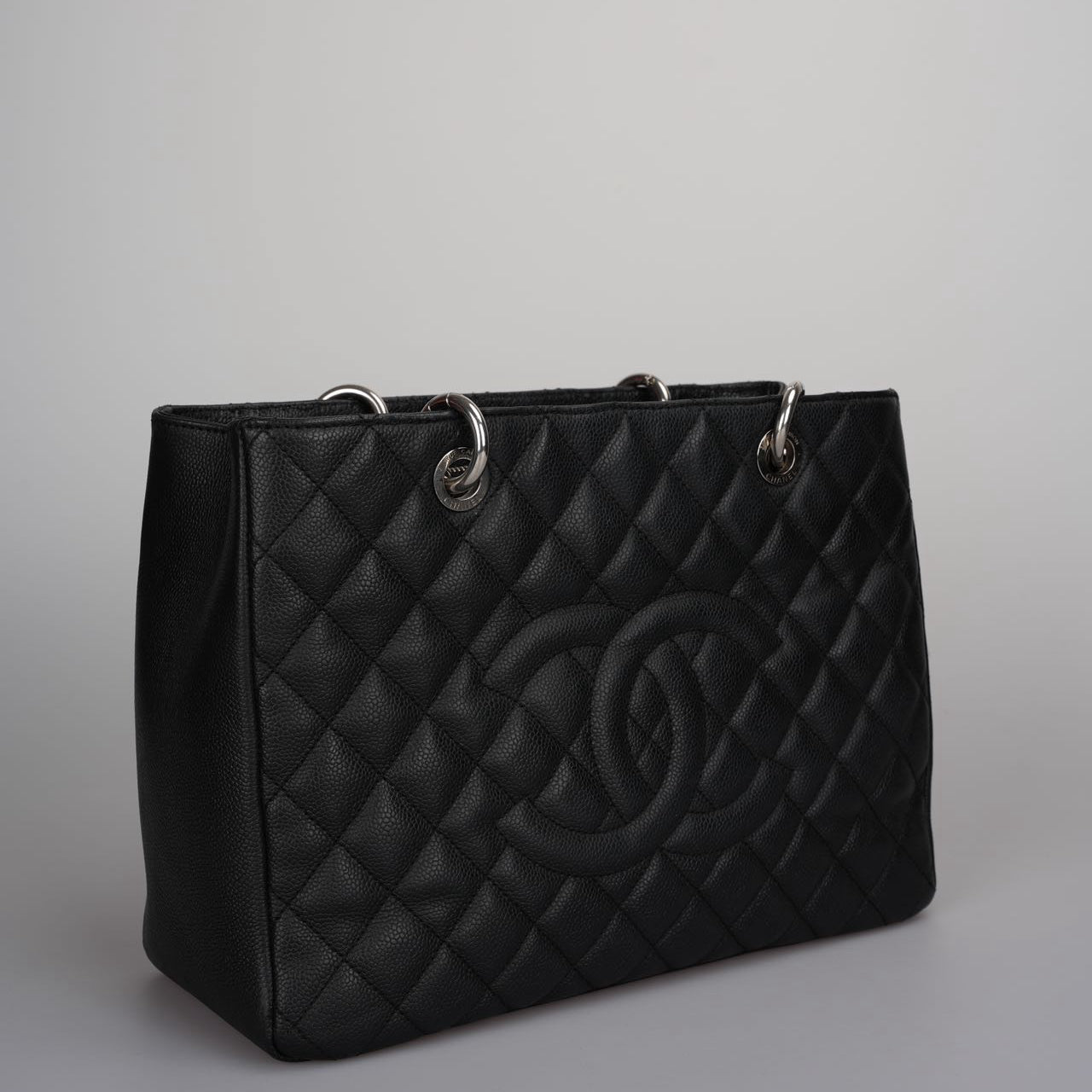 Chanel Grand Shopping Tote black gst Bag in Caviar Leather with Silver Hardware