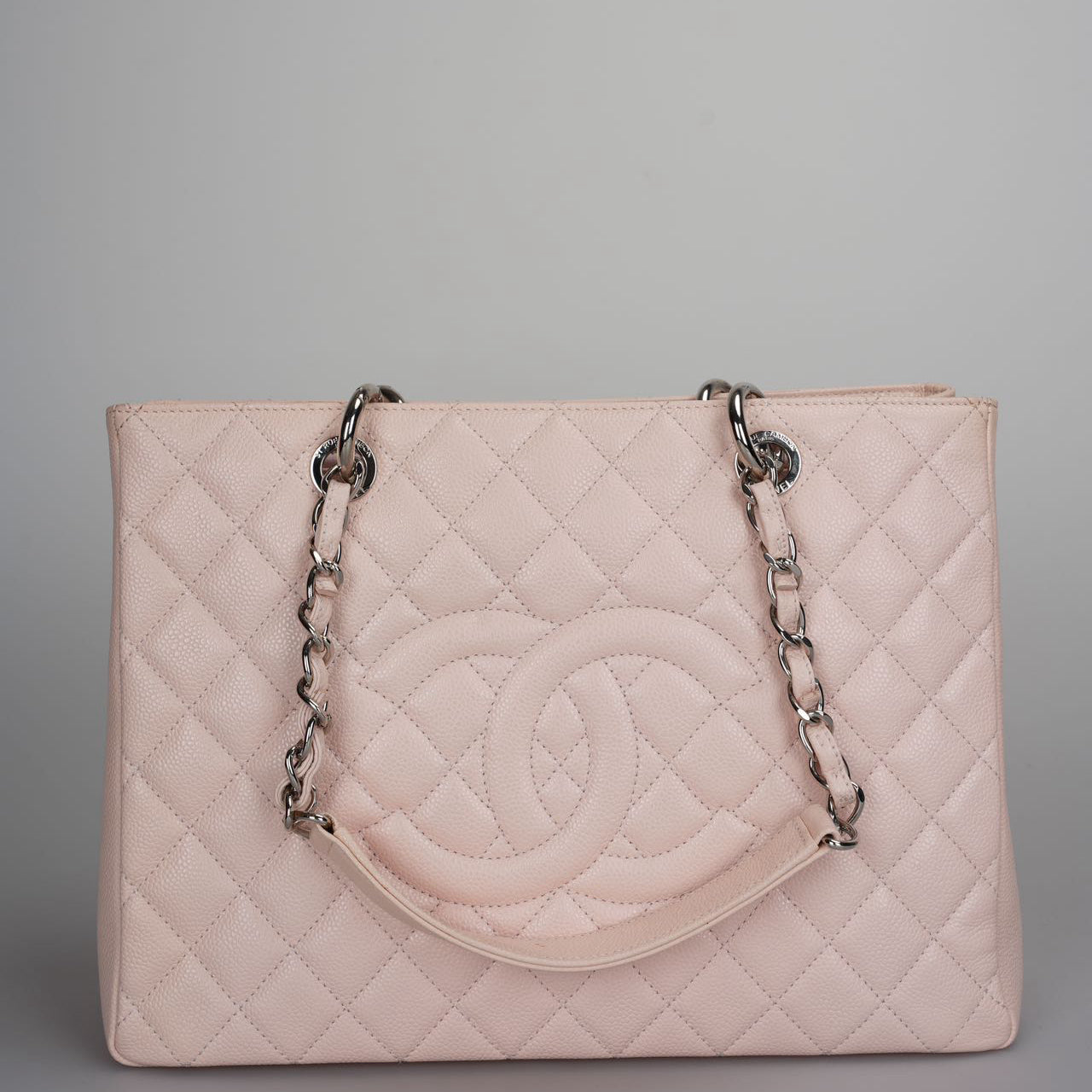 Chanel Grand Shopping Tote Light Pink GST Bag in Caviar Leather with Silver Hardware