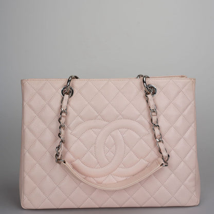 Chanel Grand Shopping Tote Light Pink GST Bag in Caviar Leather with Silver Hardware