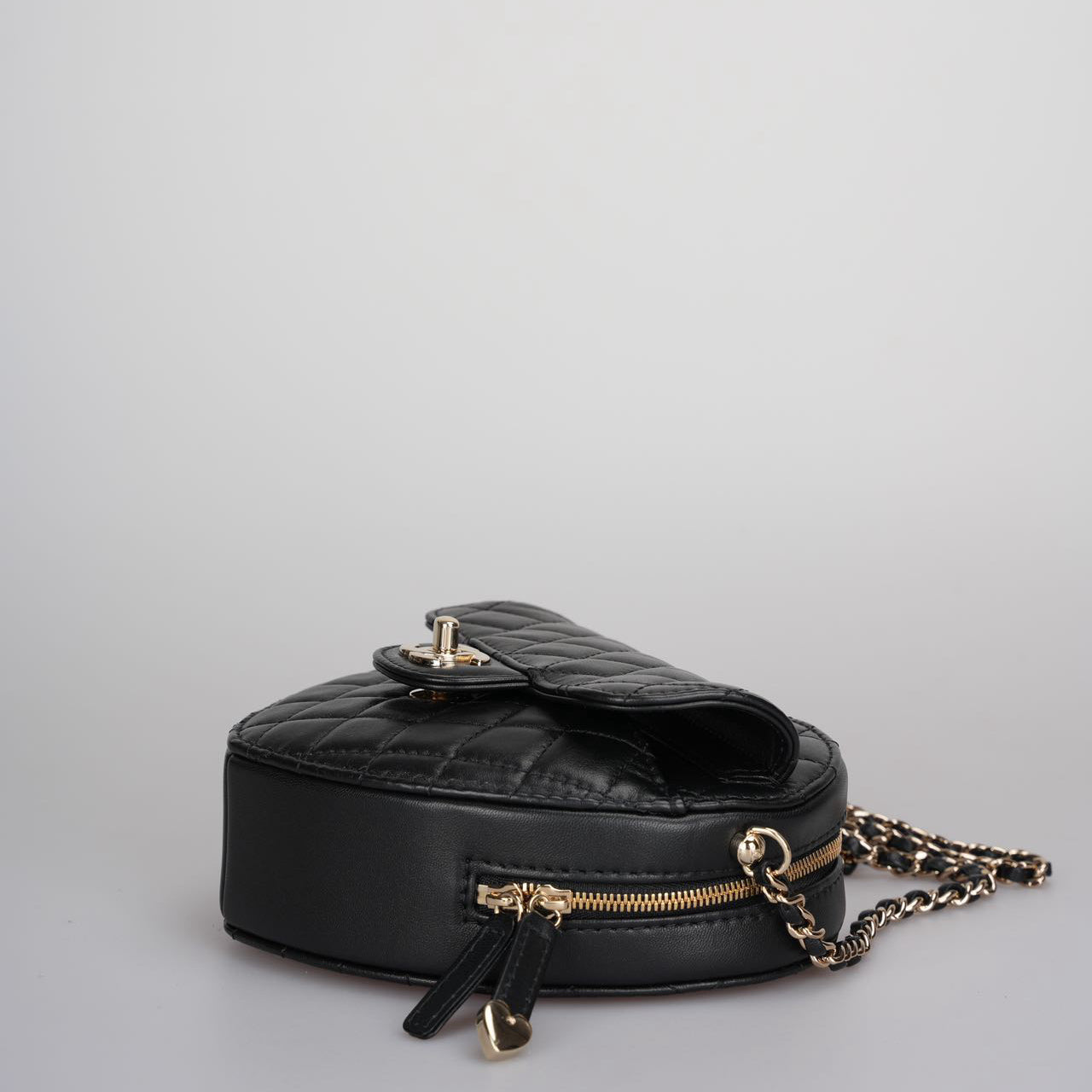 Chanel Large Heart Bag in Black Lambskin Gold Hardware