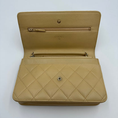 Wallet on chain classique agneau beige