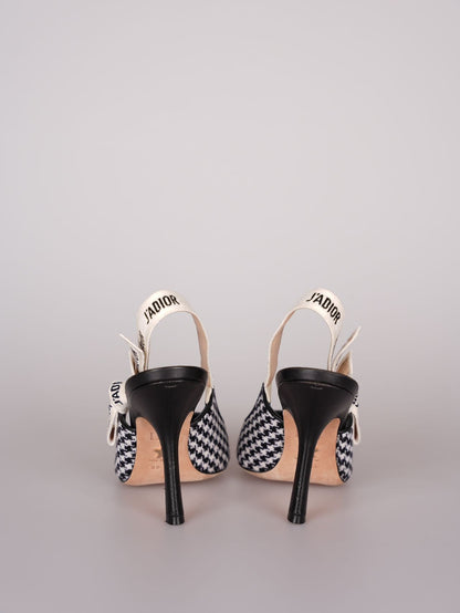 Dior J'Adior  sandals in black and white houndstooth canvas size 38