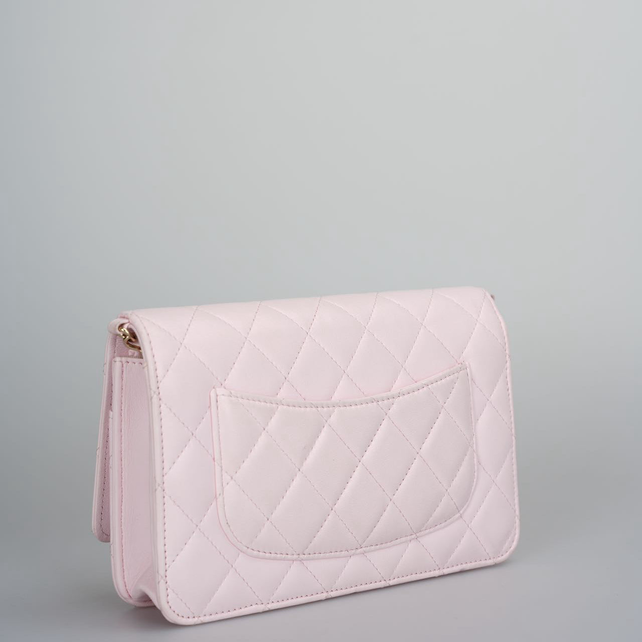 Chanel baby Pink Quilted Lambskin Pearl Wallet On Chain Bag