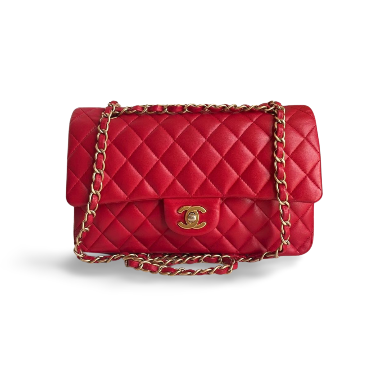 Chanel Red timless Flap Bag With Gold Hardware