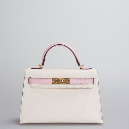 Hermes Mini Kelly  20cm HSS In Chèvre  mysore Nata with Rose Sakura